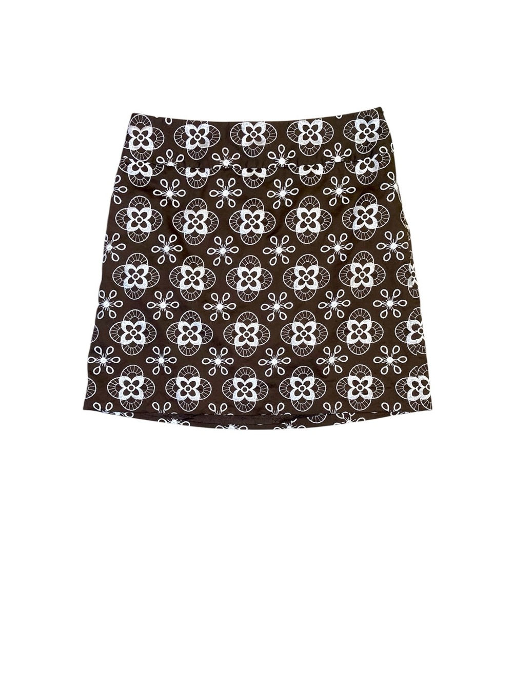 LOFT Brown A-Line Skirt with White Floral Print Size 4 - Picture 5 of 8